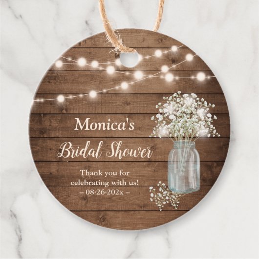 ナチュラルなベイビーズブレスストリングライト ベビーシャワー フェイバータグ (正面)