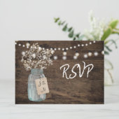 ナチュラルなベイビーズブレスメイソンジャー ライト ウェディングカード 招待状 (スタンド正面)