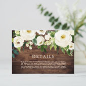ナチュラルなホワイトの花が咲くウェディング詳細カード 招待状 (スタンド正面)