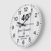 ナチュラルなホワイトウッド 40周年 結婚記念日 オーダーメイド ラージ壁時計 (傾斜)