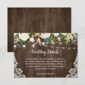 ナチュラルなホワイトフラワー ストリング ライト ウェディング 詳細 エンクロージャーカード (正面/裏面)