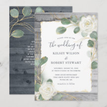 ナチュラルなホワイトローズ ゴールド フローラル グリーン ウェディング