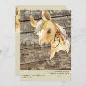 ナチュラルなポニー ベビーシャワー 招待状 (正面/裏面)