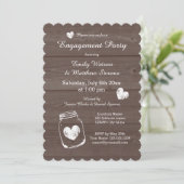 ナチュラルなメイソンジャーと木材を使ったエンゲージメントパーティーの招待状 招待状 (スタンド正面)