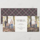 ナチュラルなモノグラムの2枚の写真を使ったホリデーカード シーズンカード (正面/裏面)