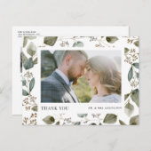 ナチュラルなユーカリの写真 結婚式のお礼 ポストカード (正面/裏面)