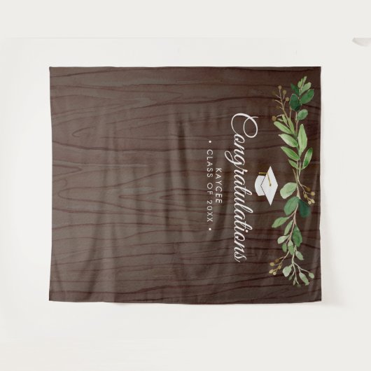 ナチュラルなユーカリの卒業写真用背景 タペストリー (正面(横))