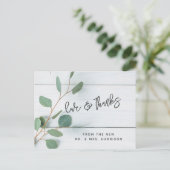 ナチュラルなユーカリの結婚式の写真のお礼カード ポストカード (スタンド正面)