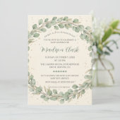 ナチュラルなユーカリの花輪のベイビーシャワー招待状 招待状 (スタンド正面)