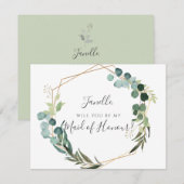 ナチュラルなユーカリ 私のDIYブライズメイドに 招待状 (正面/裏面)