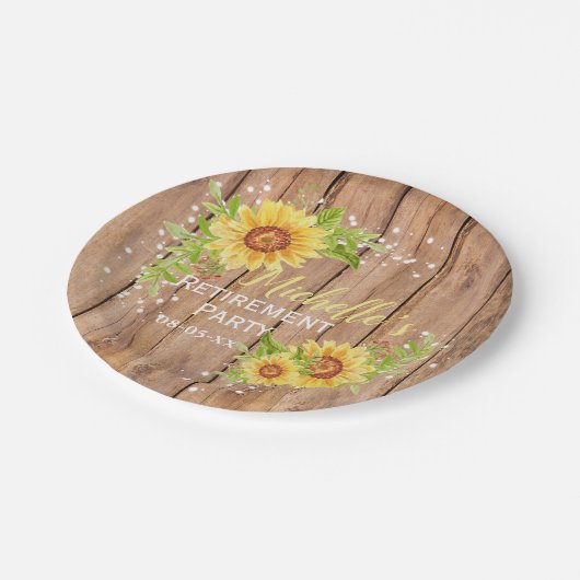 ナチュラルなリタイアメントパーティー 花のひまわりパーティー ペーパープレート (アングル)