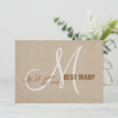 ナチュラルなリネンキャンバスの結婚式でベストマンになってくれませんかという招待状 招待状 (スタンド正面)