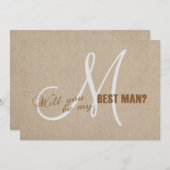ナチュラルなリネンキャンバスの結婚式でベストマンになってくれませんかという招待状 招待状 (正面/裏面)