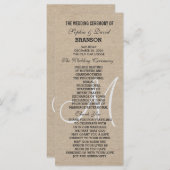 ナチュラルなリネンキャンバス結婚式モノグラムプログラムカスタム プログラム (正面/裏面)