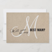 ナチュラルなリネンキャンバス 結婚式のベストマンにお願いする招待状 招待状 (正面)