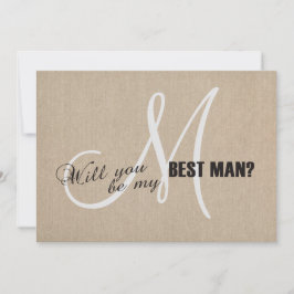 ナチュラルなリネンキャンバス 結婚式のベストマンにお願いする招待状 招待状
