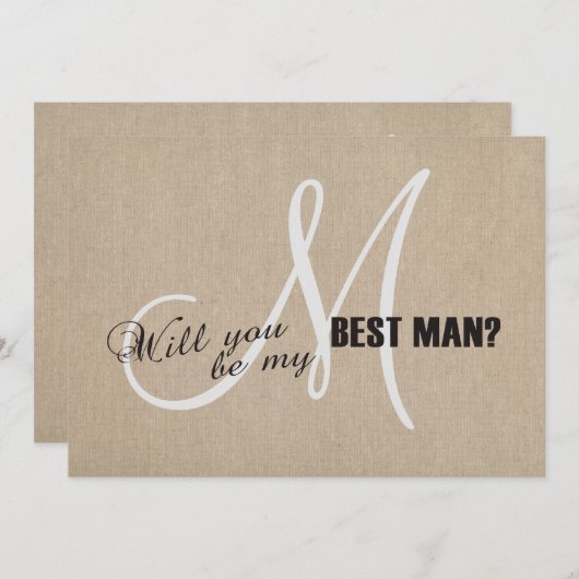 ナチュラルなリネンキャンバス 結婚式のベストマンにお願いする招待状 招待状 (正面/裏面)