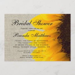 ナチュラルなリネン素材のひまわり ウェディングシャワー招待状 招待状