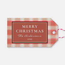 ナチュラルなレッドとクリームのギンガムチェックのクリスマス
