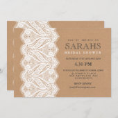 ナチュラルなレースとクラフト紙のウェディングシャワー パーティー招待状 招待状 (正面/裏面)