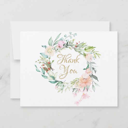 ナチュラルなローズのガーランド ビジネス サンクス カード (正面)