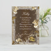 ナチュラルな優雅さ 白いバラの花嫁の伴娘カード 招待状 (スタンド正面)