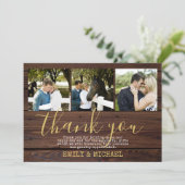 ナチュラルな写真の感謝カード　ゴールドの農村風デザイン サンキューカード (スタンド正面)