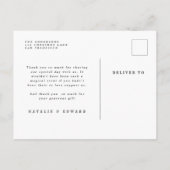 ナチュラルな写真を使った結婚式のお礼の発表 案内ポストカード (裏面)