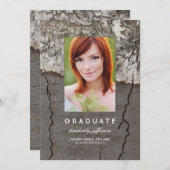 ナチュラルな写真 卒業パーティーとお知らせ 招待状 (正面/裏面)