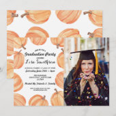 ナチュラルな卒業パーティーのかぼちゃの水彩写真 招待状 (正面/裏面)