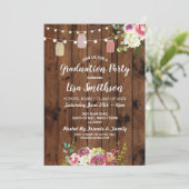 ナチュラルな卒業パーティー瓶 ウッド フラワー 誘う 招待状 (スタンド正面)