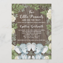 ナチュラルな双子の赤ちゃん象 ニュートラル グリーンのベイビーシャワー