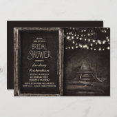 ナチュラルな吊り下げ照明 ツリーパス ブライダルシャワー 招待状 (正面/裏面)