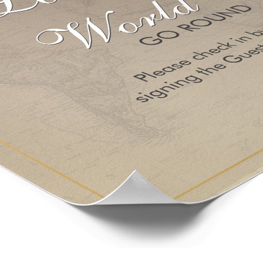 ナチュラルな地図のデザインのウェディングシャワーの受付サイン ポスター (角)