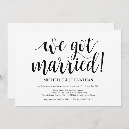 ナチュラルな少人数結婚式の招待状カード 招待状 (正面/裏面)