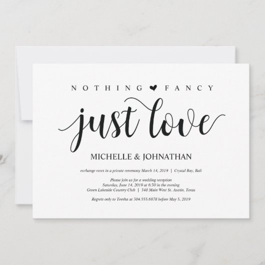 ナチュラルな少人数結婚式の招待状カード 招待状 (正面)