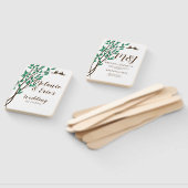 ナチュラルな愛の鳥と枝の結婚式プログラム ハンドファン (組立なし)