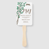 ナチュラルな愛の鳥と枝の結婚式プログラム ハンドファン (裏面)