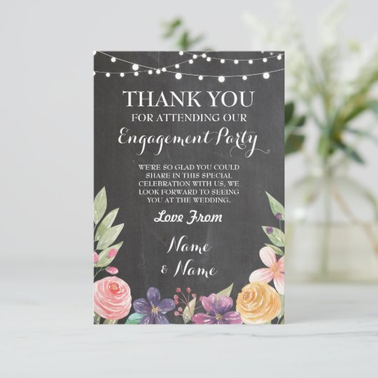 ナチュラルな感謝カード ウェディング チョーク 花 招待状 (スタンド正面)