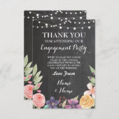 ナチュラルな感謝カード ウェディング チョーク 花 招待状 (正面/裏面)