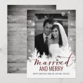 ナチュラルな新婚夫婦の写真 結婚して楽しく シーズンカード (正面/裏面)