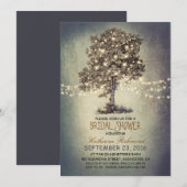 ナチュラルな木とストリングライトのブライダルシャワー 招待状 (正面/裏面)