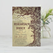ナチュラルな木のストリングライトのリハーサルディナー 招待状 (スタンド正面)