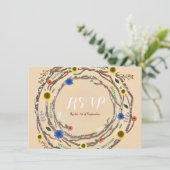 ナチュラルな木の枝 花のヴィンテージ風RSVPカード 招待状 (スタンド正面)