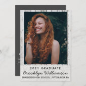 ナチュラルな木材と麻の写真付き卒業発表 招待状 (正面/裏面)