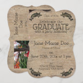 ナチュラルな木目調のオーダーメイド卒業式招待状 招待状 (正面/裏面)