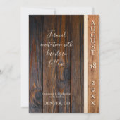 ナチュラルな木目調のSave the Date ウェディングカード 招待状 (裏面)