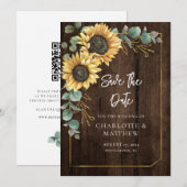 ナチュラルな木目調ひまわりグリーン セーブザデート (正面/裏面)