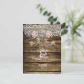 ナチュラルな木製とレースの返信カード 出欠カード (スタンド正面)