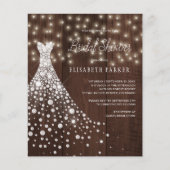 ナチュラルな木製のウェディングシャワー招待状チラシ（予算内で） チラシ (正面)